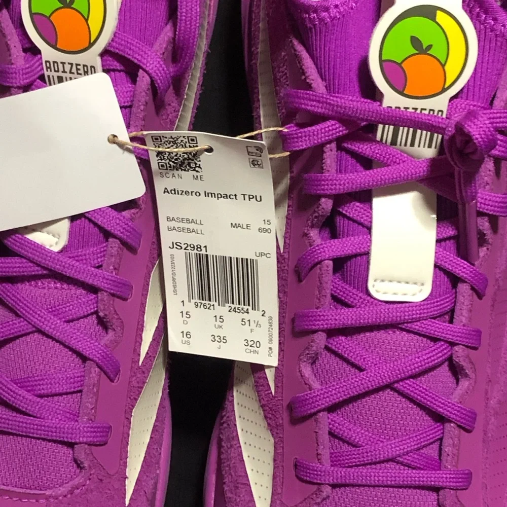 Adidas Adizero Impact TPU 2.0 BSB SOMOS Purple Baseball Cleats Size 16 JS2981